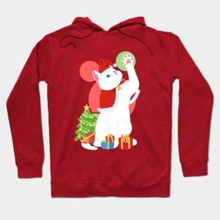 CHRISTMAS WHITE CAT Hoodie